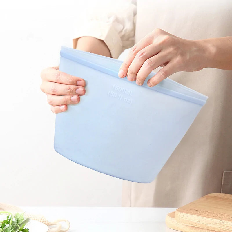 Reusable Silicone Freezer-Microwave-Stovetop-Dishwasher Safe Food Storage Bags