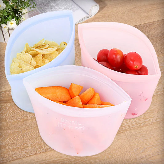 Reusable Silicone Freezer-Microwave-Stovetop-Dishwasher Safe Food Storage Bags